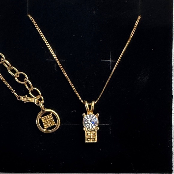 Givenchy Jewelry - Vintage Givenchy Gold Plated Necklace with Crystal Pendant